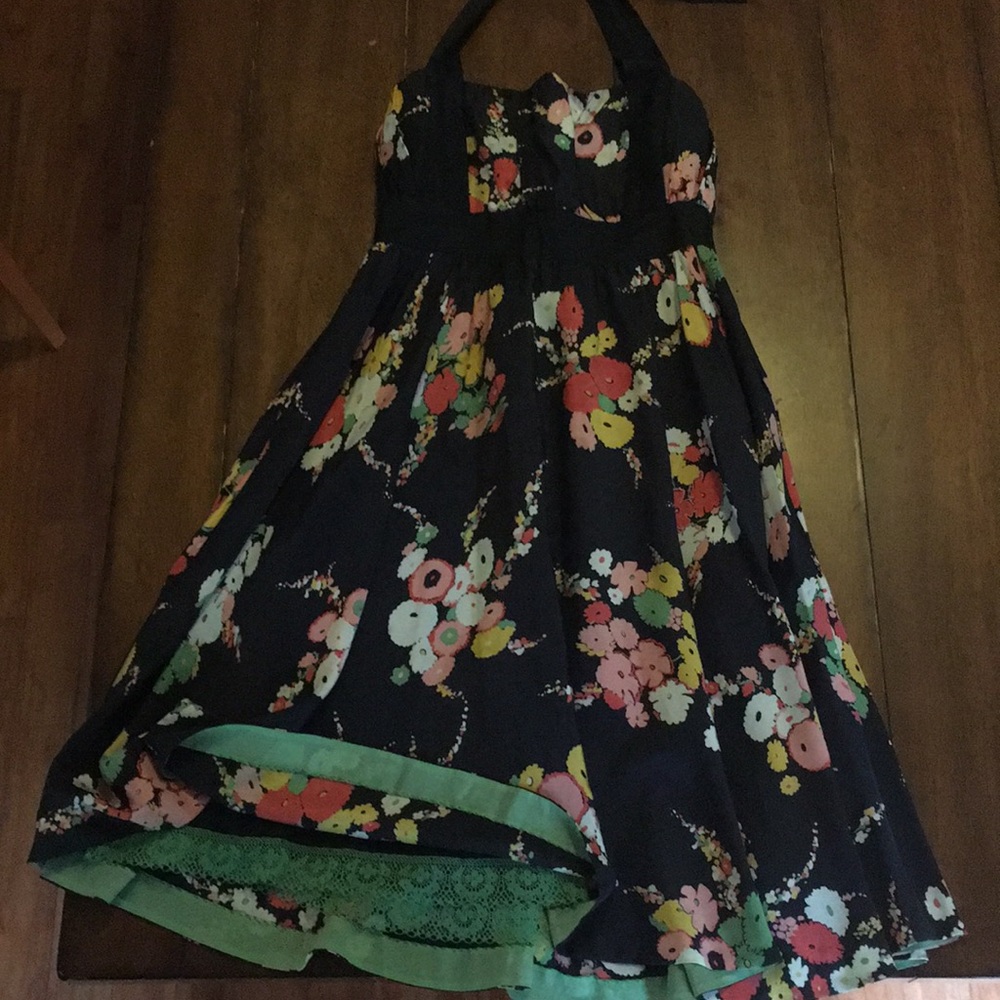 100% silk halter neck dress-Anthropologie